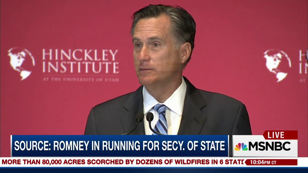Source: Mitt Romney in running to be Trump's secretary of state