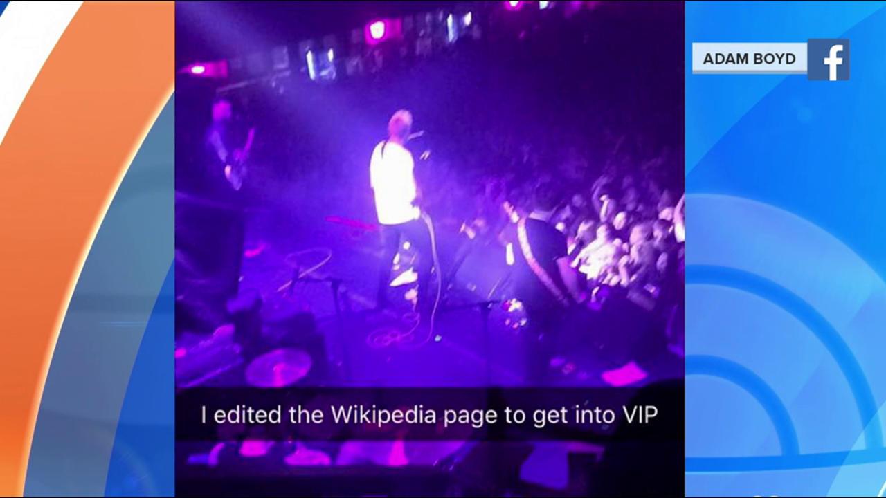 Music fan edits band's Wikipedia page to get into concert