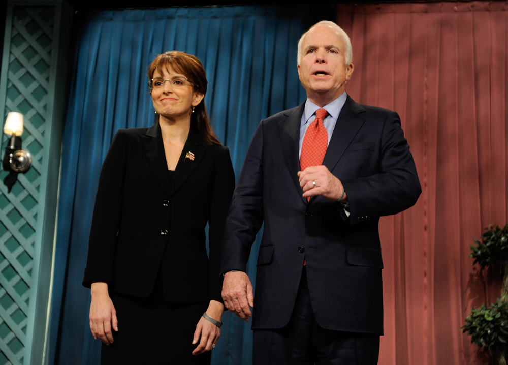 Vrijgevigheid taart vorm McCain joins SNL's Fey to joke about campaign