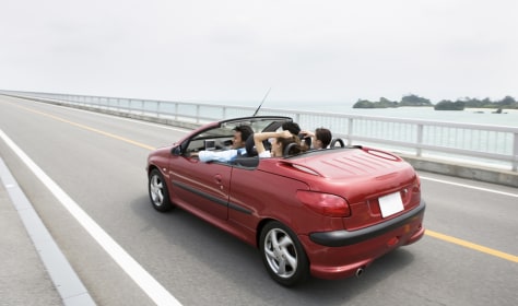 Image: Young people driving a convertible