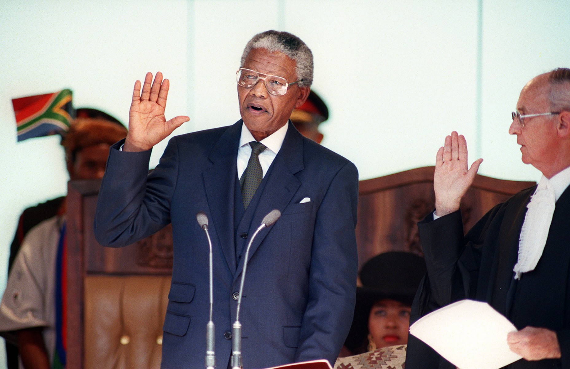 Image result for mandela takes the oath of office in 1994