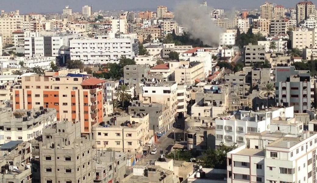 An Israeli strike in the vicinity of Shifa hospital in Gaza City, July 28, 2014.