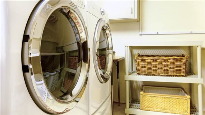 Washer dryer in laundry room