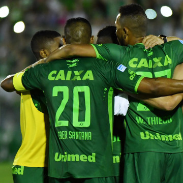 Image: Players with Brazil's Chapecoense soccer club