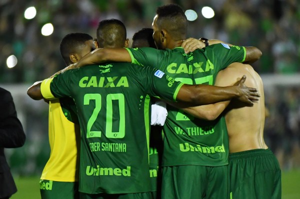 Image: Players with Brazil's Chapecoense soccer club