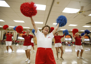 Pat Weber, 81, leads the Sun City Poms cheerleader dancers as they rehearse in Sun City, Arizona, January 7, 2013. Sun City was built in 1959 by entre...