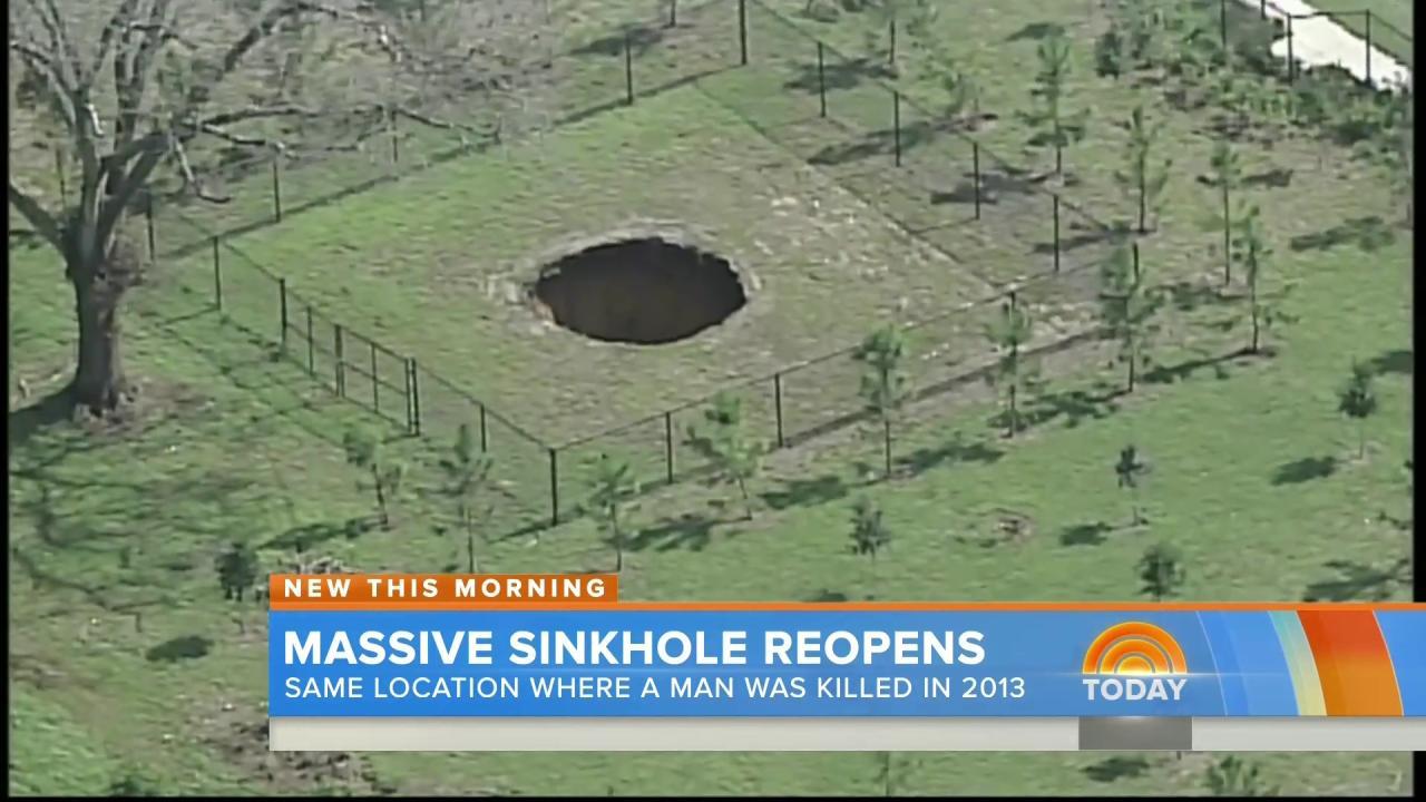 Massive Sinkhole In Tampa Florida Reopens Where Man Was Killed
