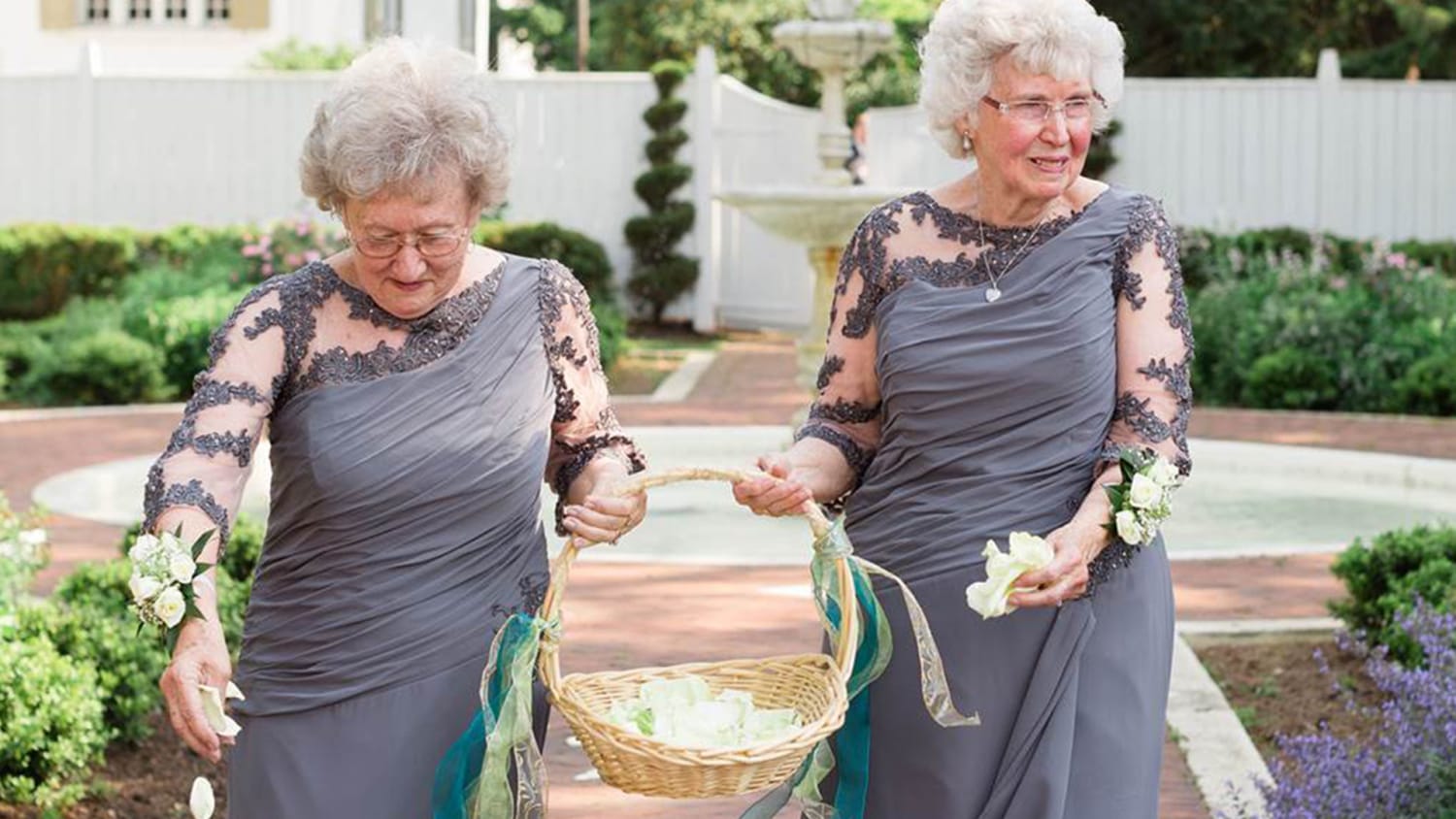 adorable grandmothers are flower girls 