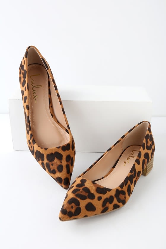 animal print low heel shoes