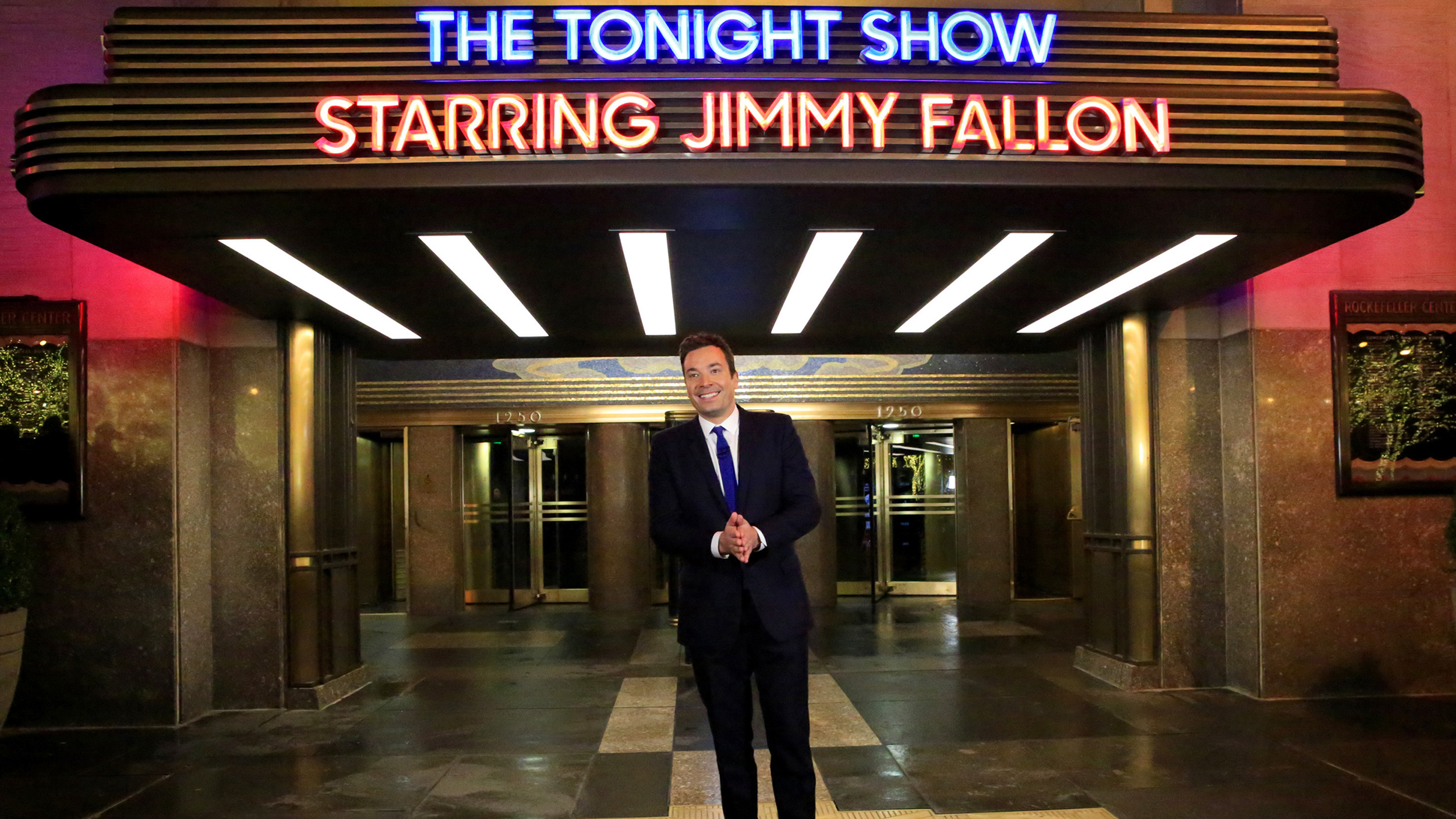 Jimmy Fallon gets name in lights on new 'Tonight Show' 30 Rock marquee