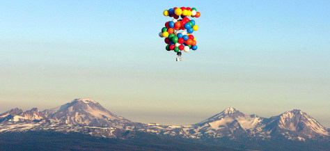 Man floats 193 miles using balloons - US news - Weird news - Vehicular  weirdness | NBC News