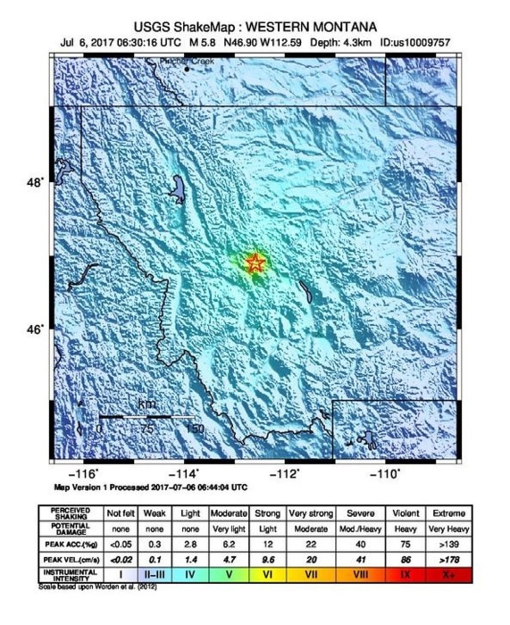 Image: A 5.8 magnitude earthquake strikes Montana