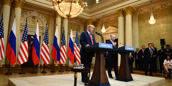 Image: Trump and Putin hold a press conference