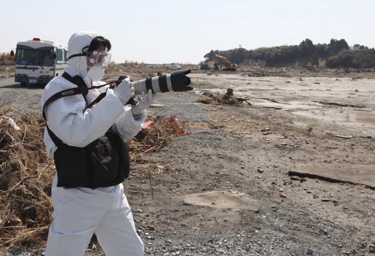Reuters photographer Kim Kyung-Hoon works in the devastated Minamisoma in Japan on April 11, 2011.