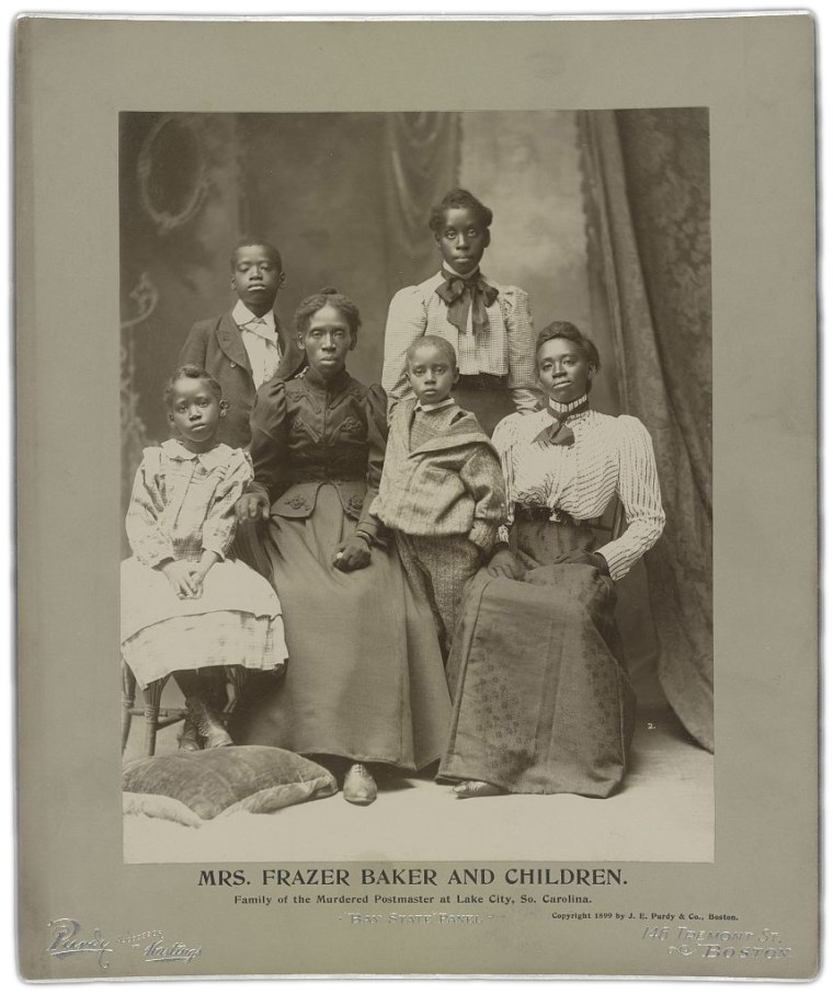 Lavinia Baker and her five surviving children after the lynching of her husband and baby on Feb. 22, 1898.
