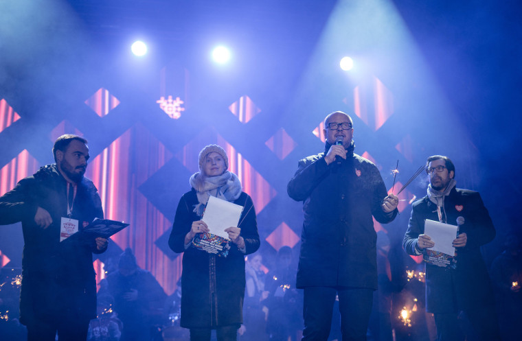 Image: Gdansk's Mayor Pawel Adamowicz speaks during the 27th Grand Finale of the Great Orchestra of Christmas Charity in Gdansk
