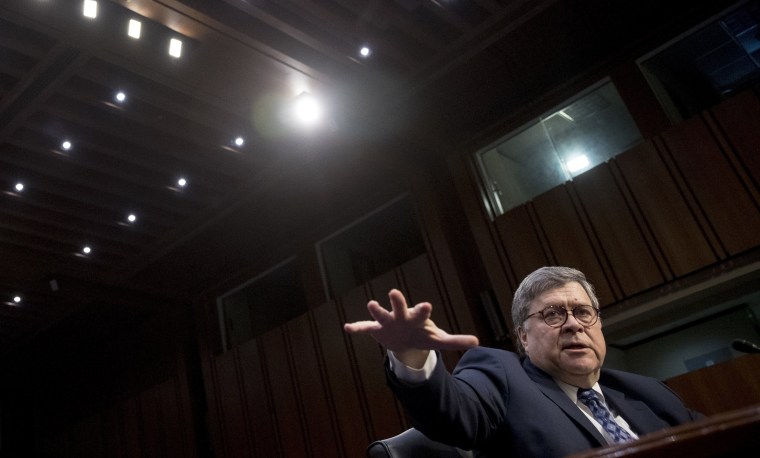 Image: William Barr testifies during a Senate Judiciary Committee hearing on Capitol Hill in Washington