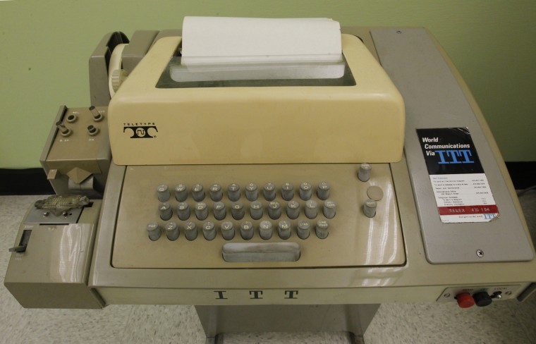 Image: A teletype similar to one used to communicate with the Sigma 7 computer which was connected to UCLA's Interface Message Processor (IMP) in the birthplace of the Internet, at 3420 Boelter Hall, the original location of the first ARPANET node