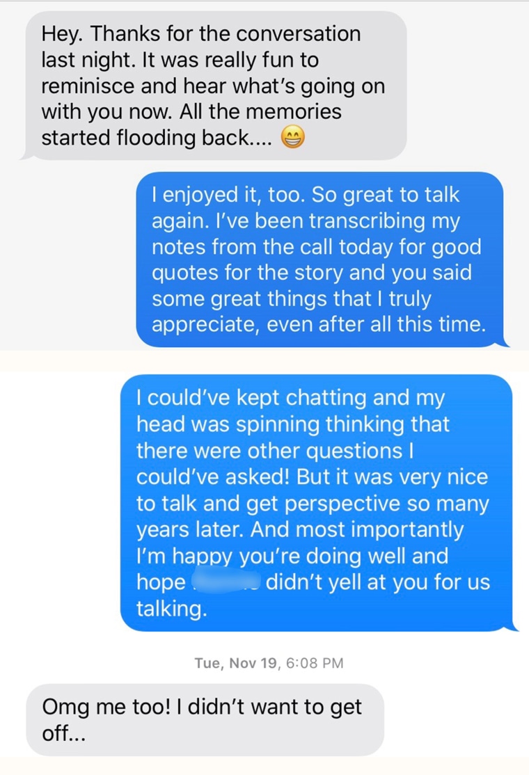 Uma troca de texto depois de falar mostra que a má vontade é coisa do passado.
