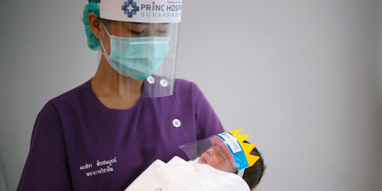 Newborns In Face Shields Because Of Coronavirus Concerns