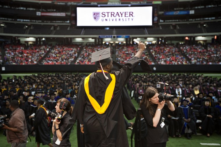 Image: A commencement ceremony for Strayer University, a for-profit educational institution, in 2011.