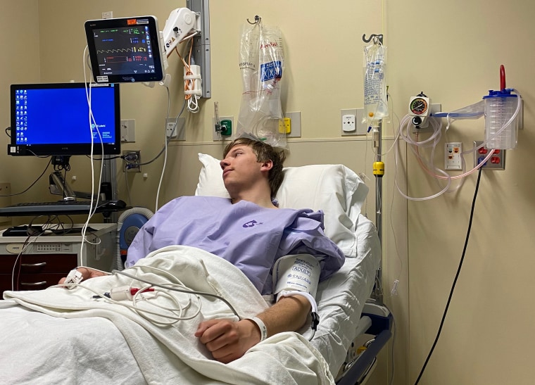 Colin Finnerty spent six days on oxygen in the hospital.