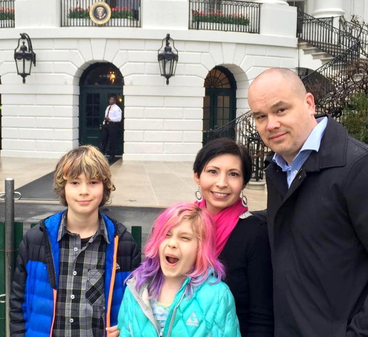 Missouri mother Debi Jackson with her family, including her transgender daughter Avery, at the White House.