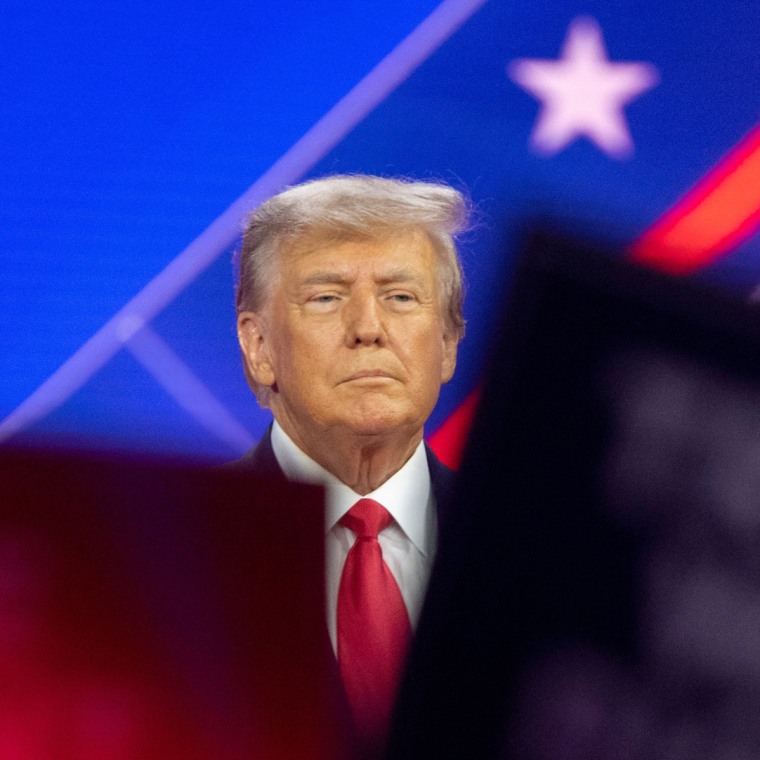 Donald Trump during the 2023 Conservative Political Action Coalition (CPAC) Conference in National Harbor, Md.