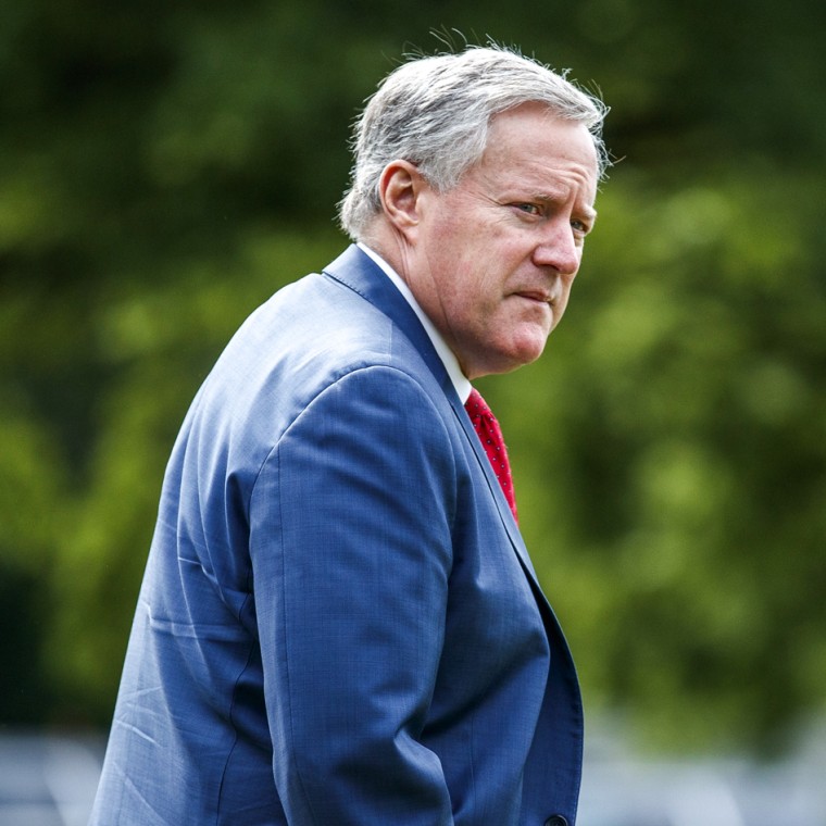 Mark Meadows, White House chief of staff, walks on the South Lawn of the White House before boarding Marine One on July 10, 2020.