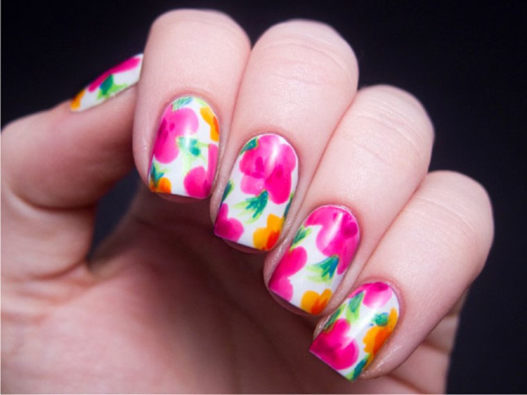 10. Black and Floral Nail Art for Small Nails - wide 3
