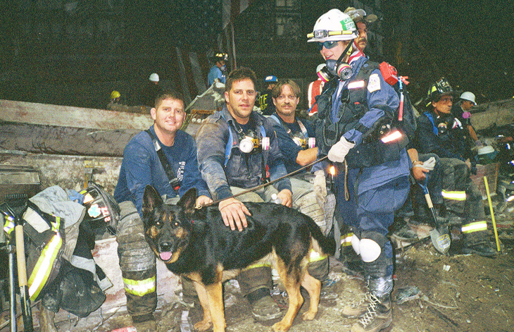 Dog handler Roseann DeLuca and her dog Logan, a female German shepherd who searched the pile at Ground Zero after the Sept. 11, 2001 terrorist attacks.